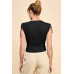 Ruching Shoulder Ribbed Top