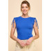 Ruching Shoulder Ribbed Top
