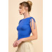 Ruching Shoulder Ribbed Top