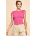 Ruching Shoulder Ribbed Top