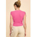 Ruching Shoulder Ribbed Top