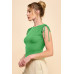 Ruching Shoulder Ribbed Top