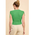Ruching Shoulder Ribbed Top