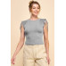 Ruching Shoulder Ribbed Top