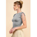 Ruching Shoulder Ribbed Top