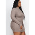 Plus Size Ribbed Long Sleeve Mock Neck Mini Bodycon Dress