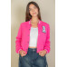 Ezwear Letter Patched Crop Varsity Jacket