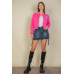 Ezwear Letter Patched Crop Varsity Jacket