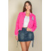 Ezwear Letter Patched Crop Varsity Jacket