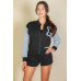 Letter Patched Striped Trim Varsity Jacket