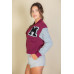 Letter Patched Striped Trim Varsity Jacket