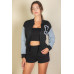 Letter Patched Striped Trim Varsity Jacket