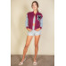 Letter Patched Striped Trim Varsity Jacket