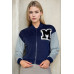 Letter Patched Striped Trim Varsity Jacket