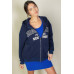 Graphic Drop Shoulder Zipper Up Hoodie