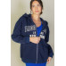 Graphic Drop Shoulder Zipper Up Hoodie