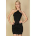 Backless V-hem Halter Top & Mini Skirt Set