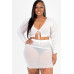 Plus Size Sheer Mesh Tie Front Crop Top & Ruched Side Mini Dress