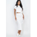 Short Sleeve Ribbed Top & Midi Skirt Se