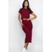 Short Sleeve Ribbed Top & Midi Skirt Se