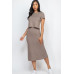 Short Sleeve Ribbed Top & Midi Skirt Se