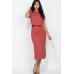 Short Sleeve Ribbed Top & Midi Skirt Se
