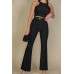 Ribbed Cropped Top And Bootcut Pants Sets