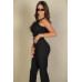 Ribbed Cropped Top And Bootcut Pants Sets