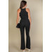 Ribbed Cropped Top And Bootcut Pants Sets