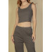 Flat Back Rib 3 Pieces Cami Top With Pants And Long Cardigan Set