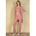 Flat Back Rib 3 Pieces Cami Top With Pants And Long Cardigan Set