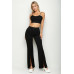Bustier Crop Top & Front Slit Wide Leg Pants
