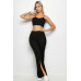 Bustier Crop Top & Front Slit Wide Leg Pants