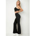 Bustier Crop Top & Front Slit Wide Leg Pants