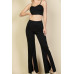 Bustier Crop Top & Front Slit Wide Leg Pants