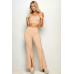 Bustier Crop Top & Front Slit Wide Leg Pants