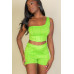 Exposed Seam One Shoulder Crop Top & Shorts Set