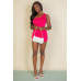 Exposed Seam One Shoulder Crop Top & Shorts Set
