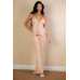Split Front Backless Halter Top & Flare Pants Set