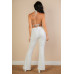 Split Front Backless Halter Top & Flare Pants Set