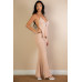 Split Front Backless Halter Top & Flare Pants Set