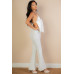 Split Front Backless Halter Top & Flare Pants Set