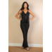 Split Front Backless Halter Top & Flare Pants Set