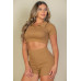 Ribbed Collared Short Sleeve Crop Top & Shorts Set