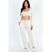 French Terry Cropped Cami With Zip-up Jacket And Joggers Set