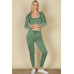 French Terry Cropped Cami With Zip-up Jacket And Joggers Set