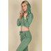 French Terry Cropped Cami With Zip-up Jacket And Joggers Set