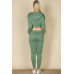 French Terry Cropped Cami With Zip-up Jacket And Joggers Set