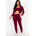 French Terry Cropped Cami With Zip-up Jacket And Joggers Set