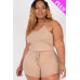 Plus Size Ribbed Crop Cami Top & Shorts Set